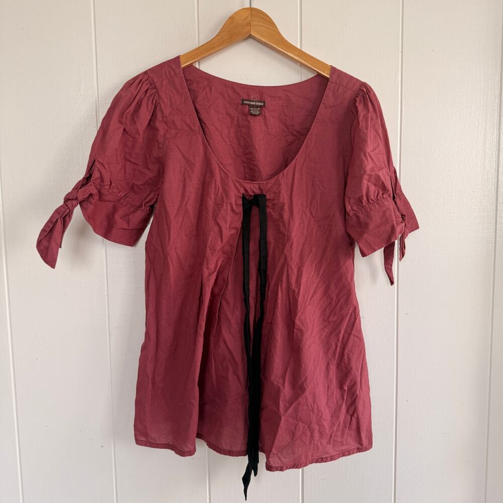 COCO & CHASE 100% Cotton Sheer Blouse Size Large